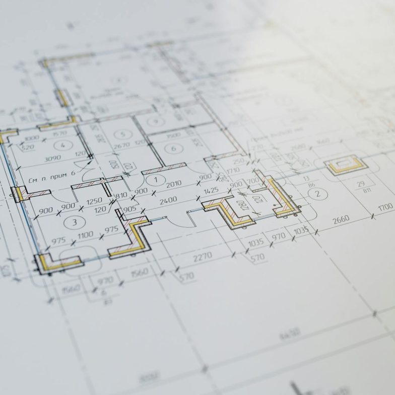 High-resolution close-up of an architectural floor plan showcasing design details.